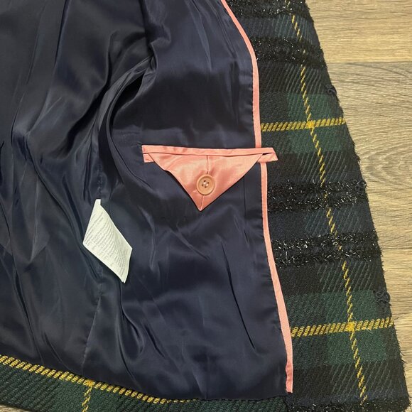 NEW J. Crew Lady Jacket in Lurex Black Watch Plaid Size 2 NWT - Picture 9 of 12